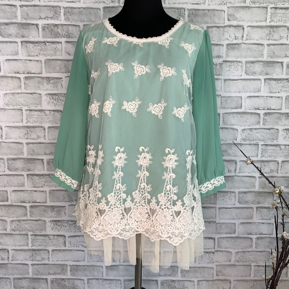 A’reve Puff Half Sleeve With Chiffon Bottom Top